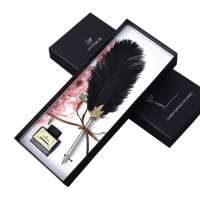 JX-BL69 Collectable Elegent quill fountain pen Custom logo writing instrument gift set Quill ostrich feather pen